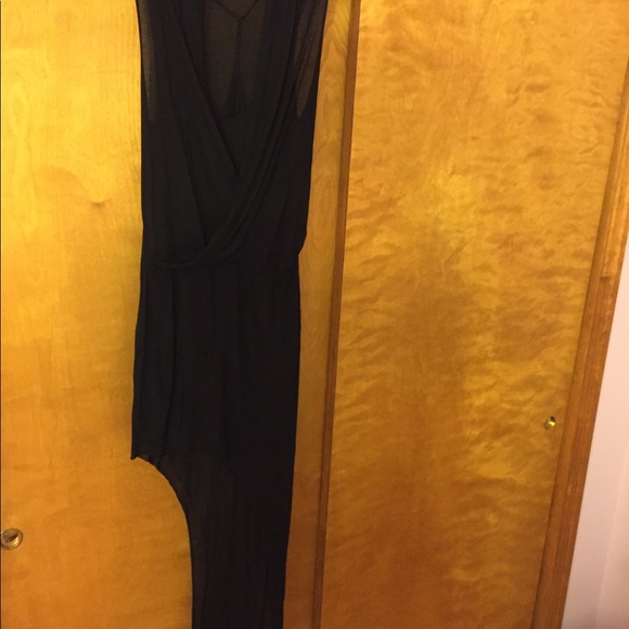 helmut Lang jersey knit black asymmetrical dress - Picture 2 of 8